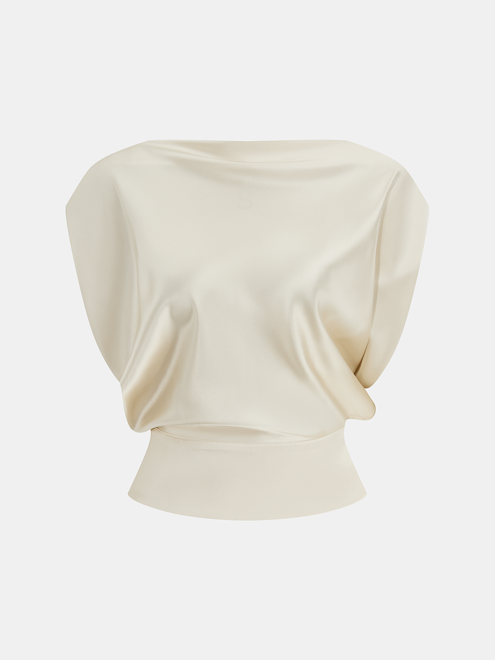 Satin Draped Top & Wide-Leg Pants Set