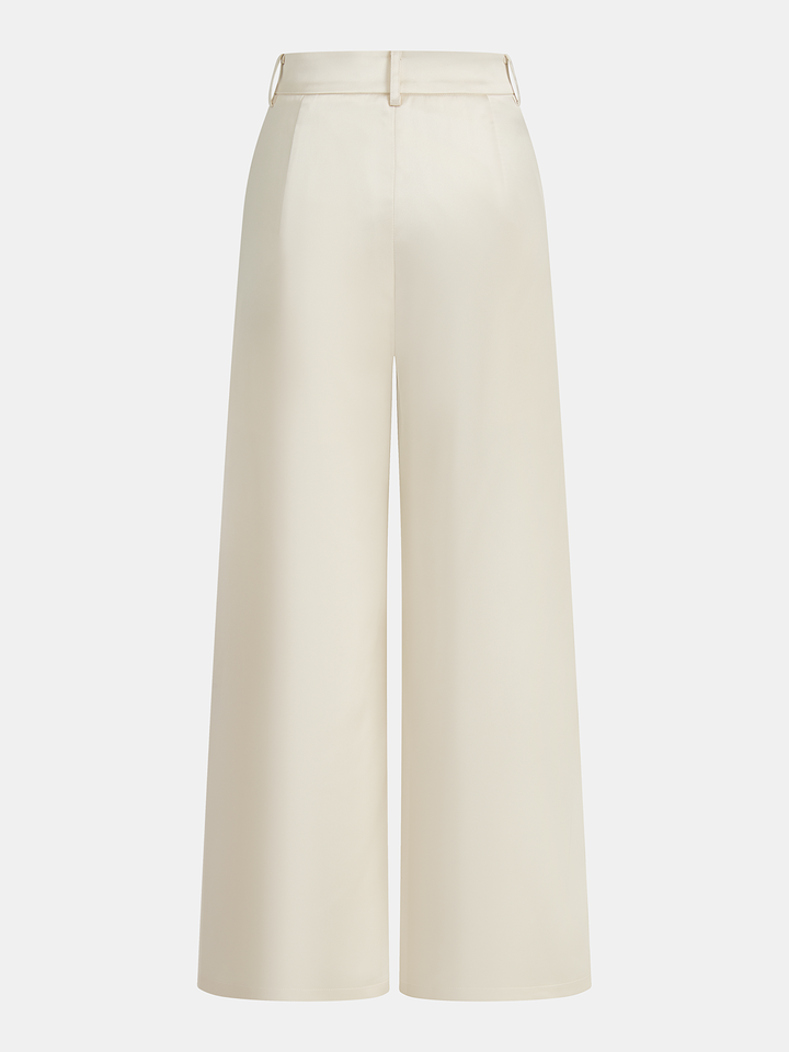 Satin Draped Top & Wide-Leg Pants Set