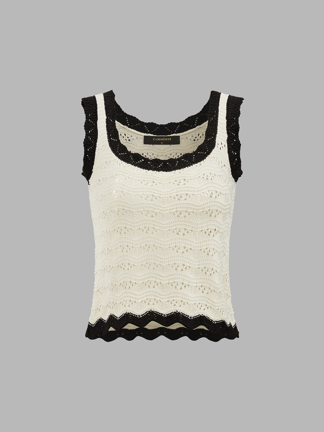 Contrast Trim Crochet Knit Top & Midi Skirt Set