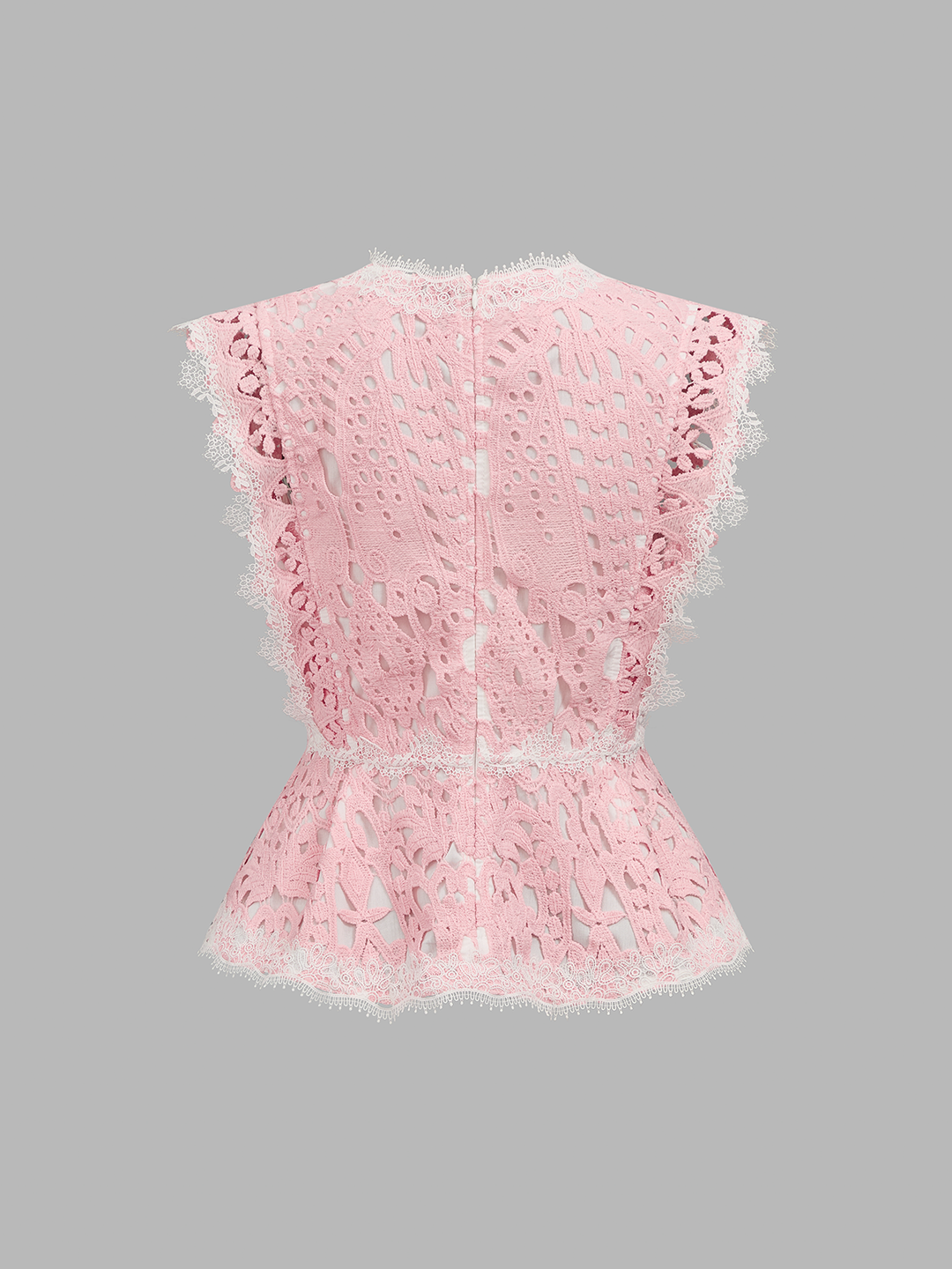 V-Neck Guipure Lace Peplum Top & Shorts Set