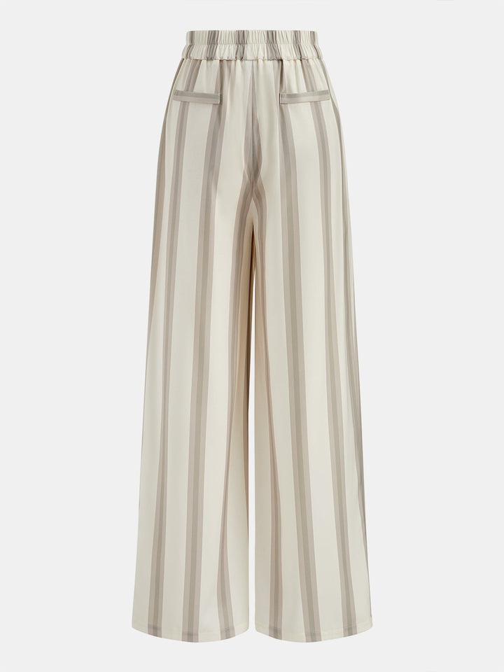 Striped Strapless Top & Wide Leg Pants Set