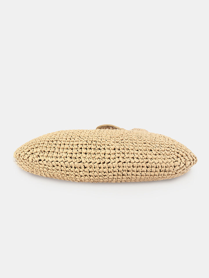 Knotted Handle Straw Hobo Shoulder Bag