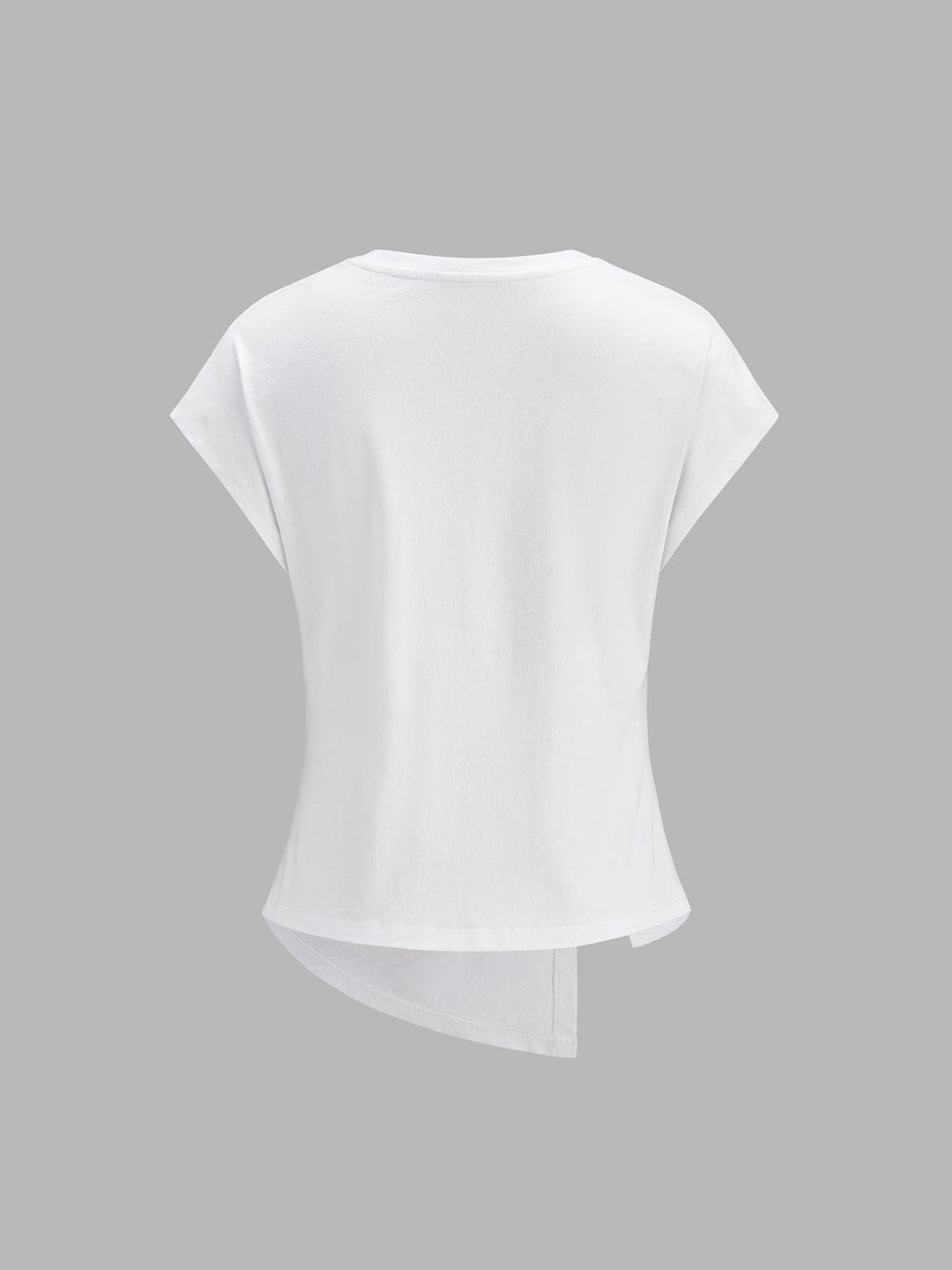Twist-Front Asymmetric Cotton T-Shirt