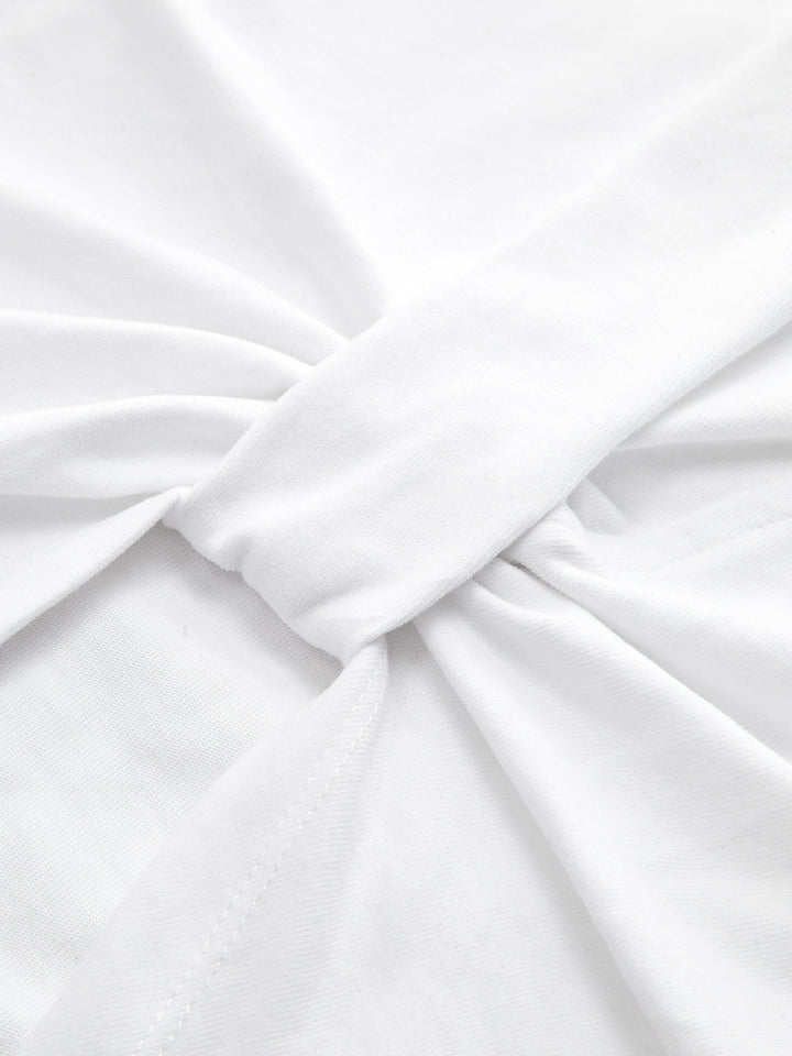 Twist-Front Asymmetric Cotton T-Shirt