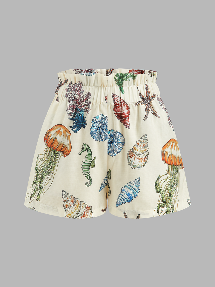 Floral Print Sleeveless Shorts Set