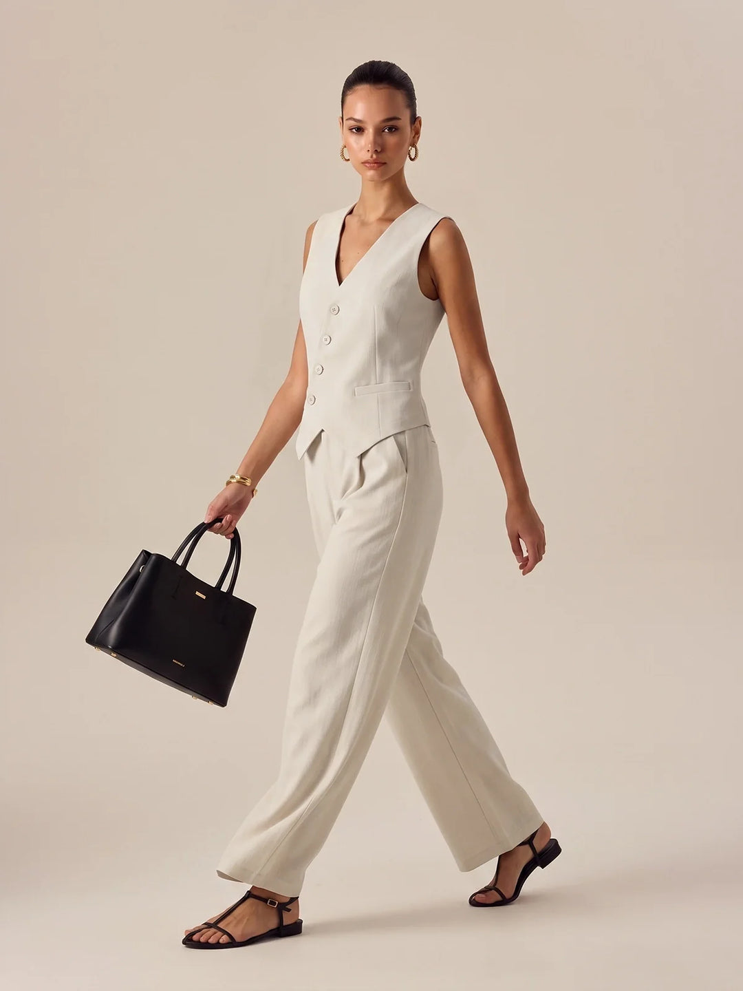 Sleeveless Asymmetrical Vest & Pants Set