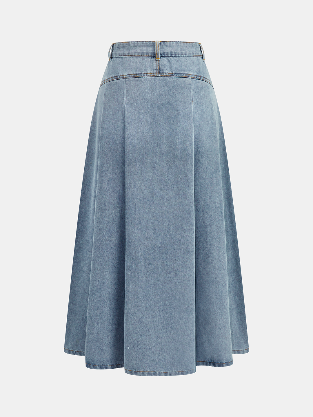 Denim Crop Vest & Pleated Midi Skirt Set