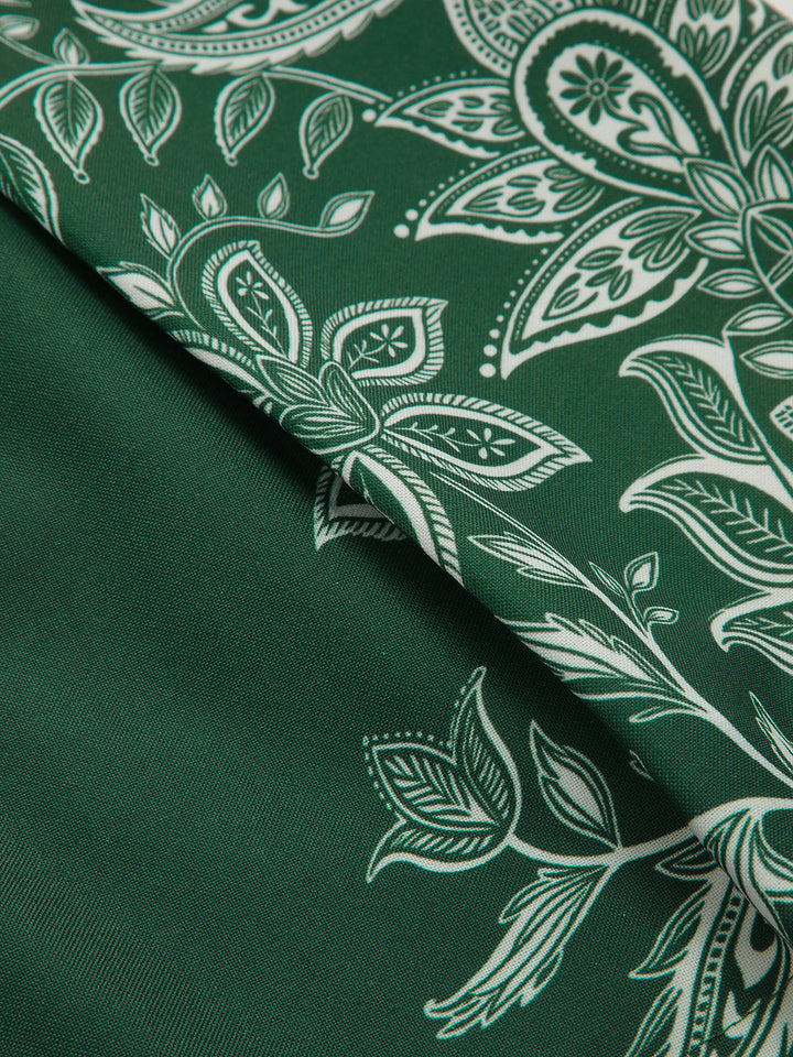 Paisley Print Pleated Belted Shorts