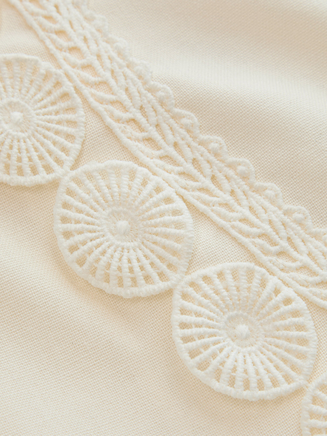 Crochet Lace Hem Cotton Linen Shorts