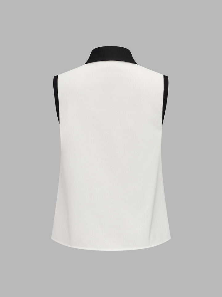 Contrast Trim Sleeveless Shirt & Shorts Set