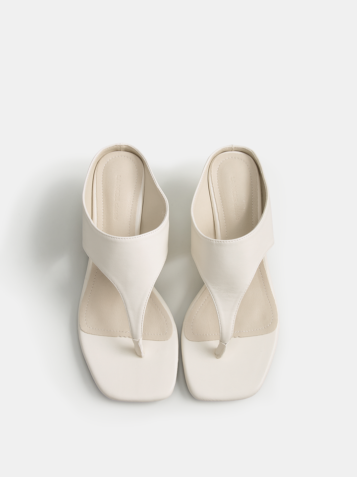 Square Toe Thong Kitten Heel Sandals