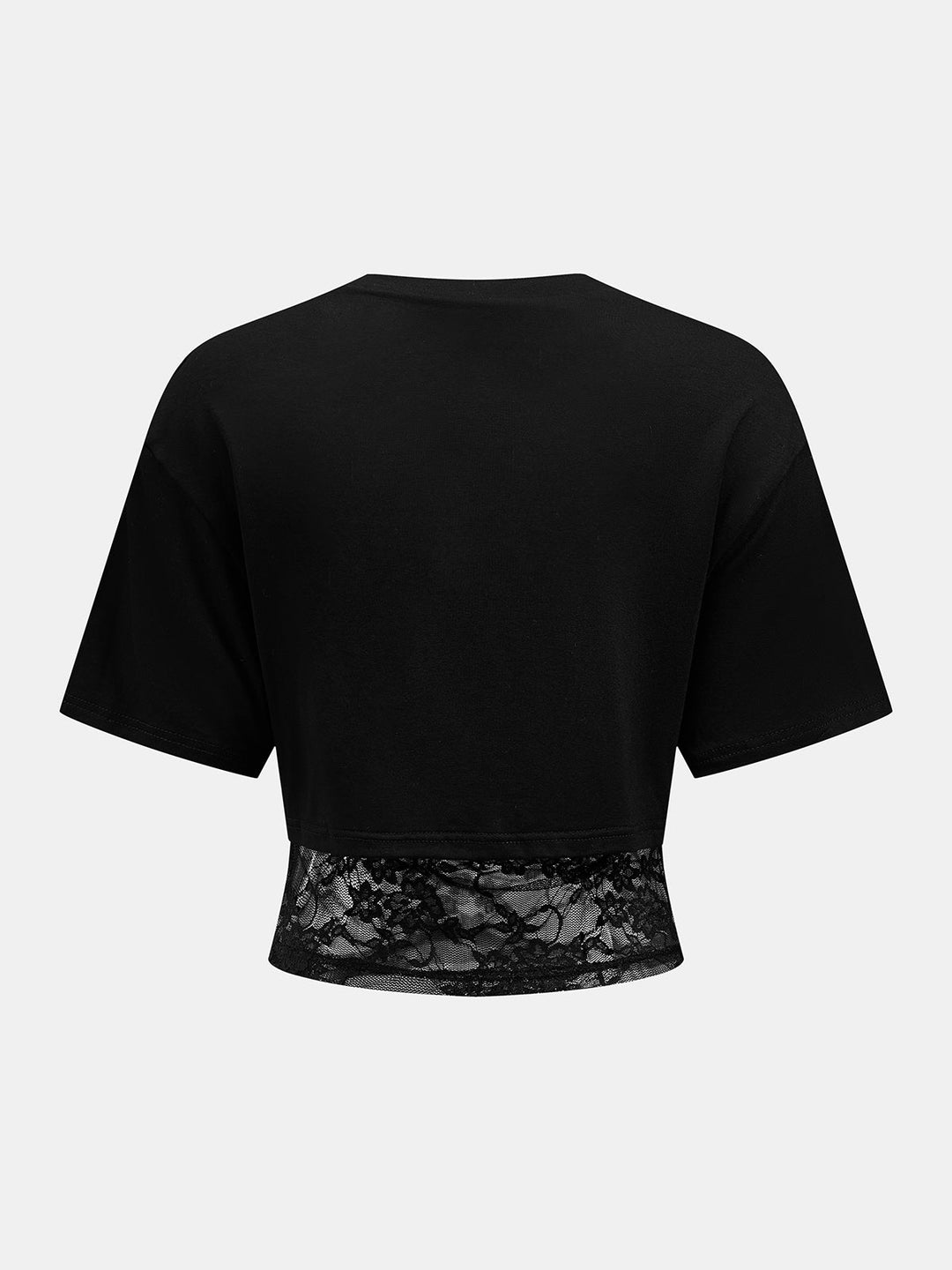 Lace Hem Patchwork Short Sleeve Top