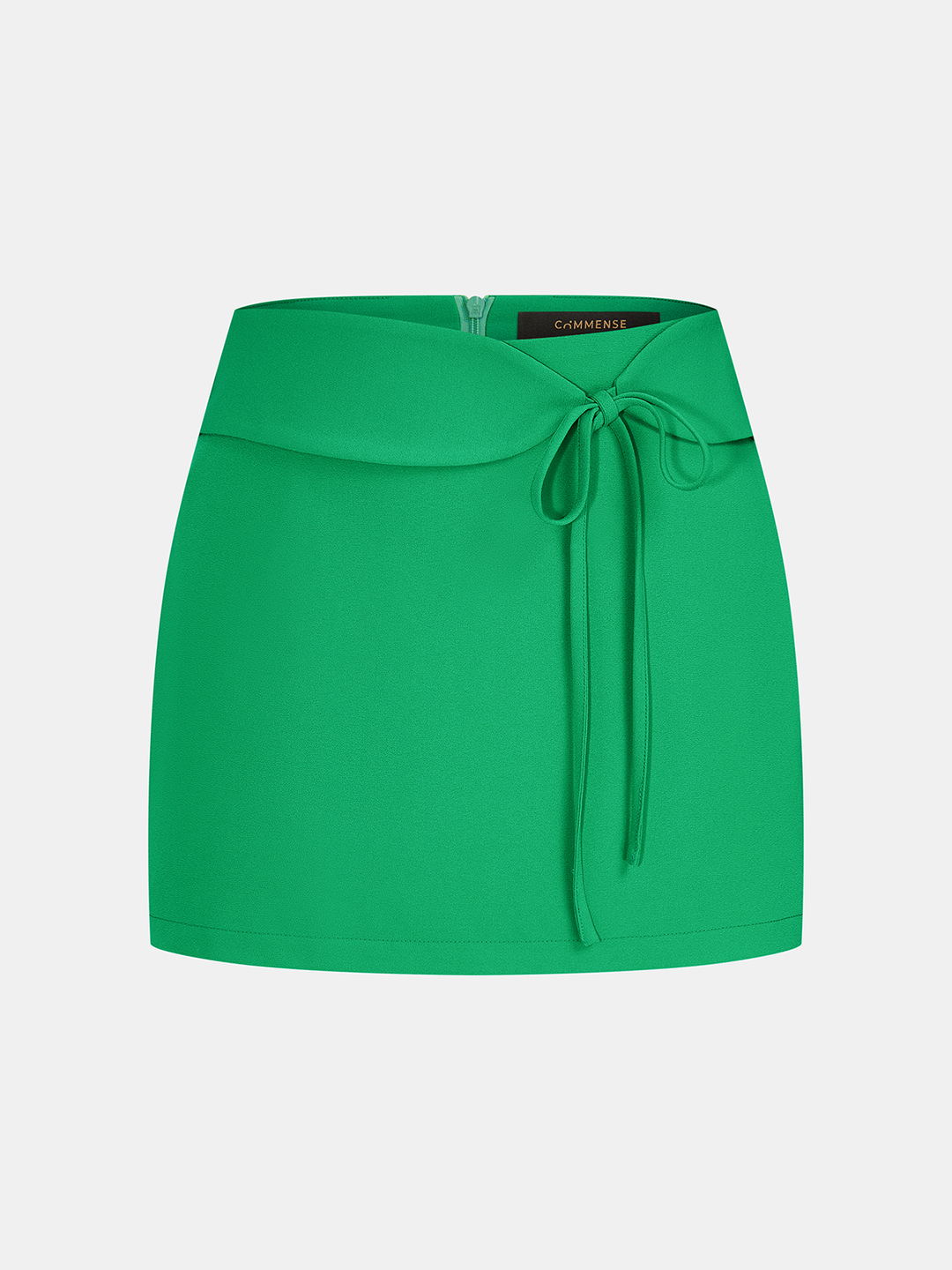 Draped Mock Neck Blouse & Tie-Waist Mini Skirt Set