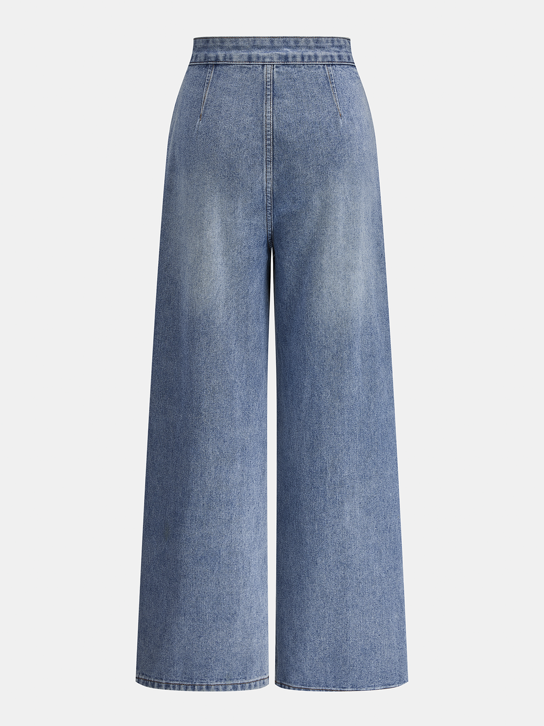 Structured Pleated Wide-Leg Jeans