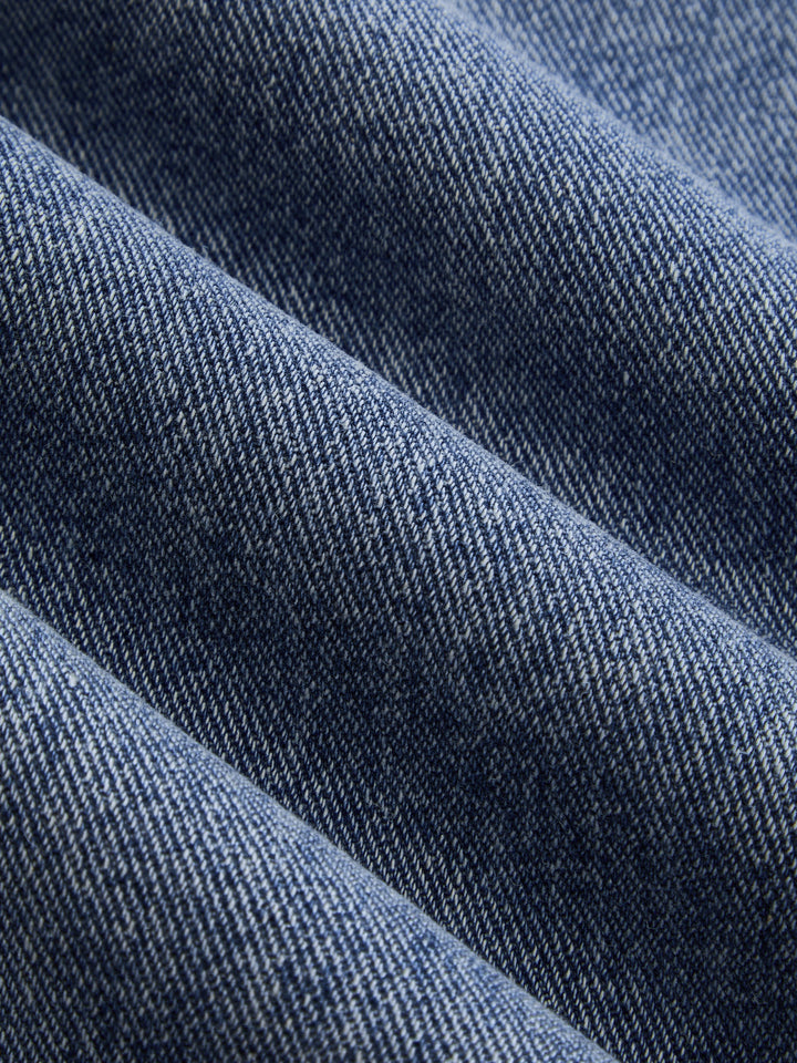 Structured Pleated Wide-Leg Jeans