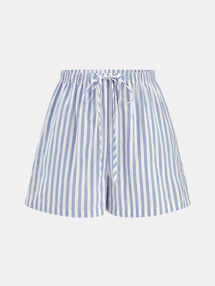 Striped Halter Top & Drawstring Shorts Set