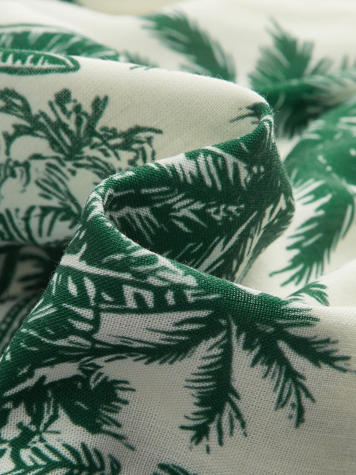 Tropical Print Halter Top & Drawstring Shorts Set