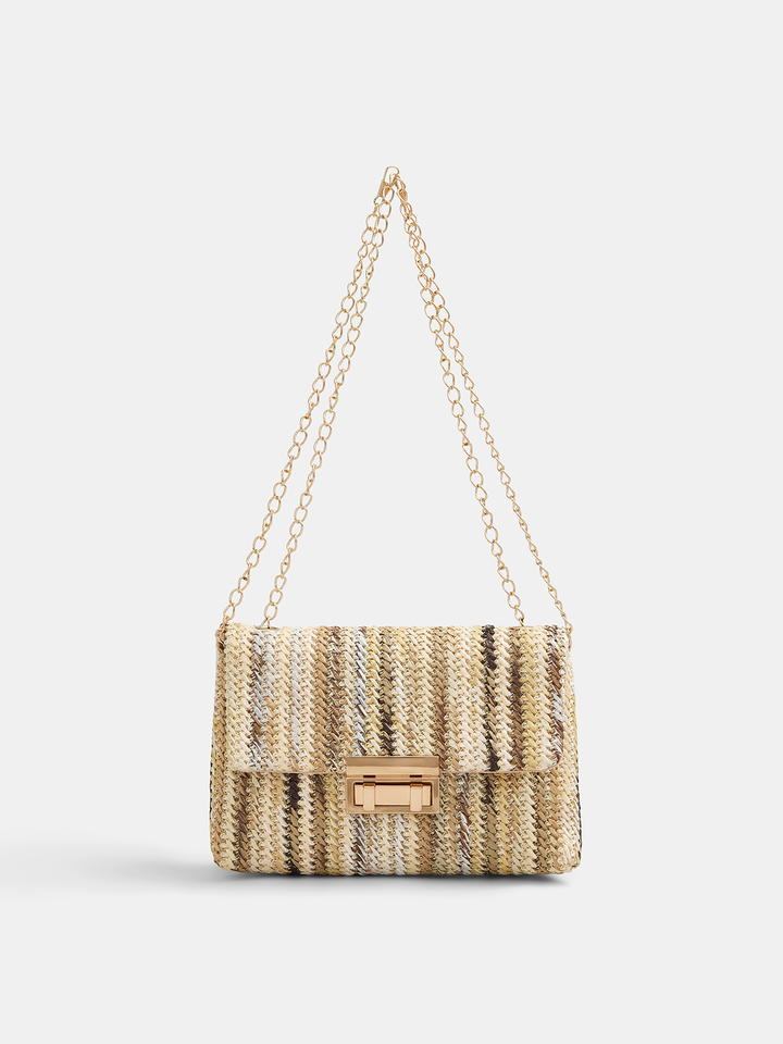 Straw Chain Strap Shoulder Bag