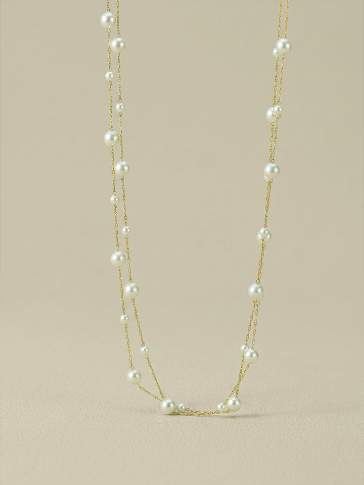 Mixed Size Pearl Layered Necklaces