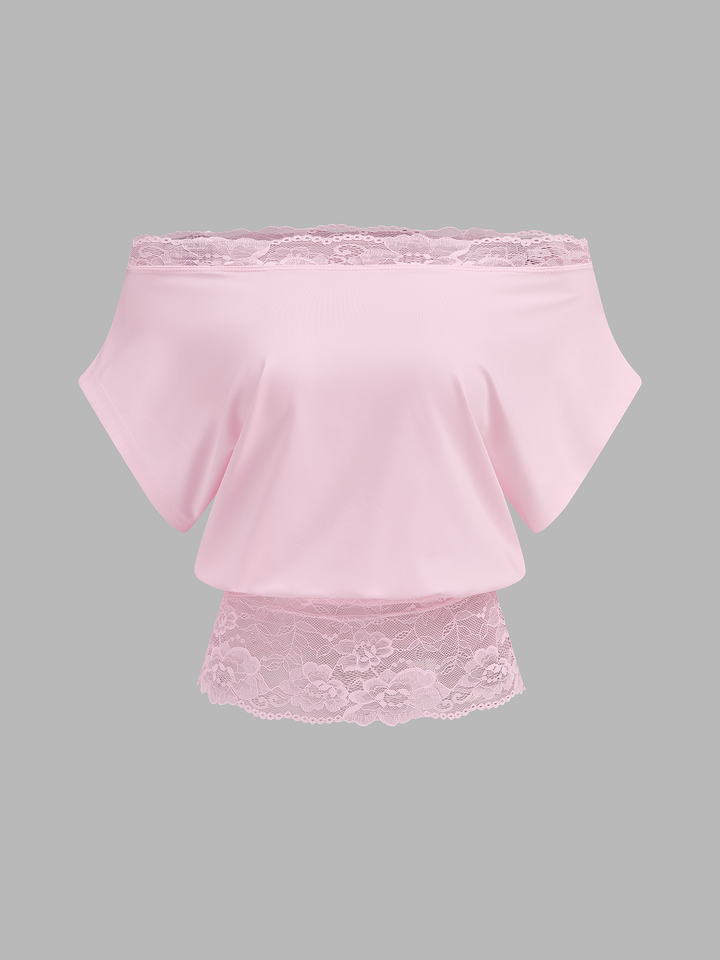 Off Shoulder Lace Panel Top