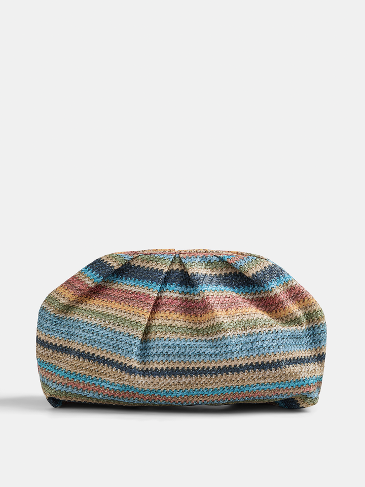 Colorful Striped Woven Rivet Clutch Handbag
