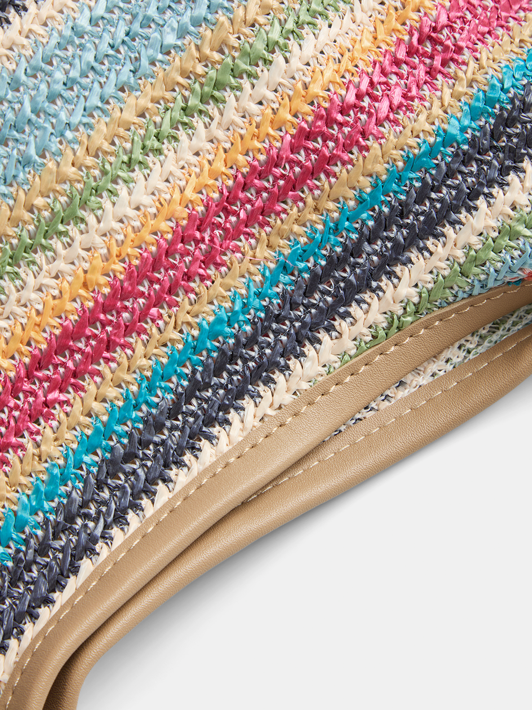 Striped Straw Shoulder Tote Bag