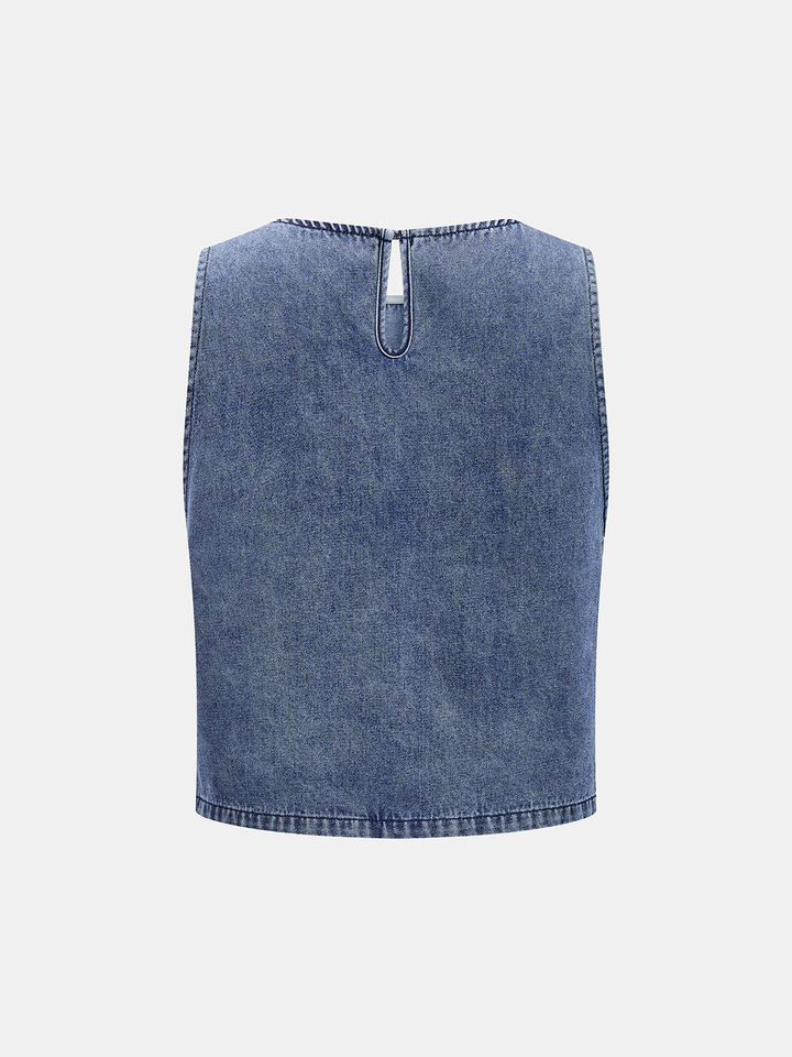 Sleeveless Denim Top & Drawstring Jeans Set