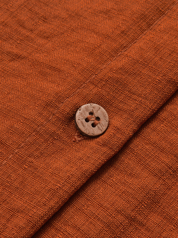 Cotton Linen Loose Shirt & Roll Cuff Shorts Set