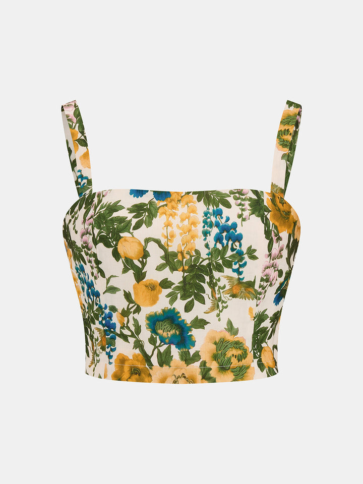 Floral Print Cropped Cami Top & Shorts Set