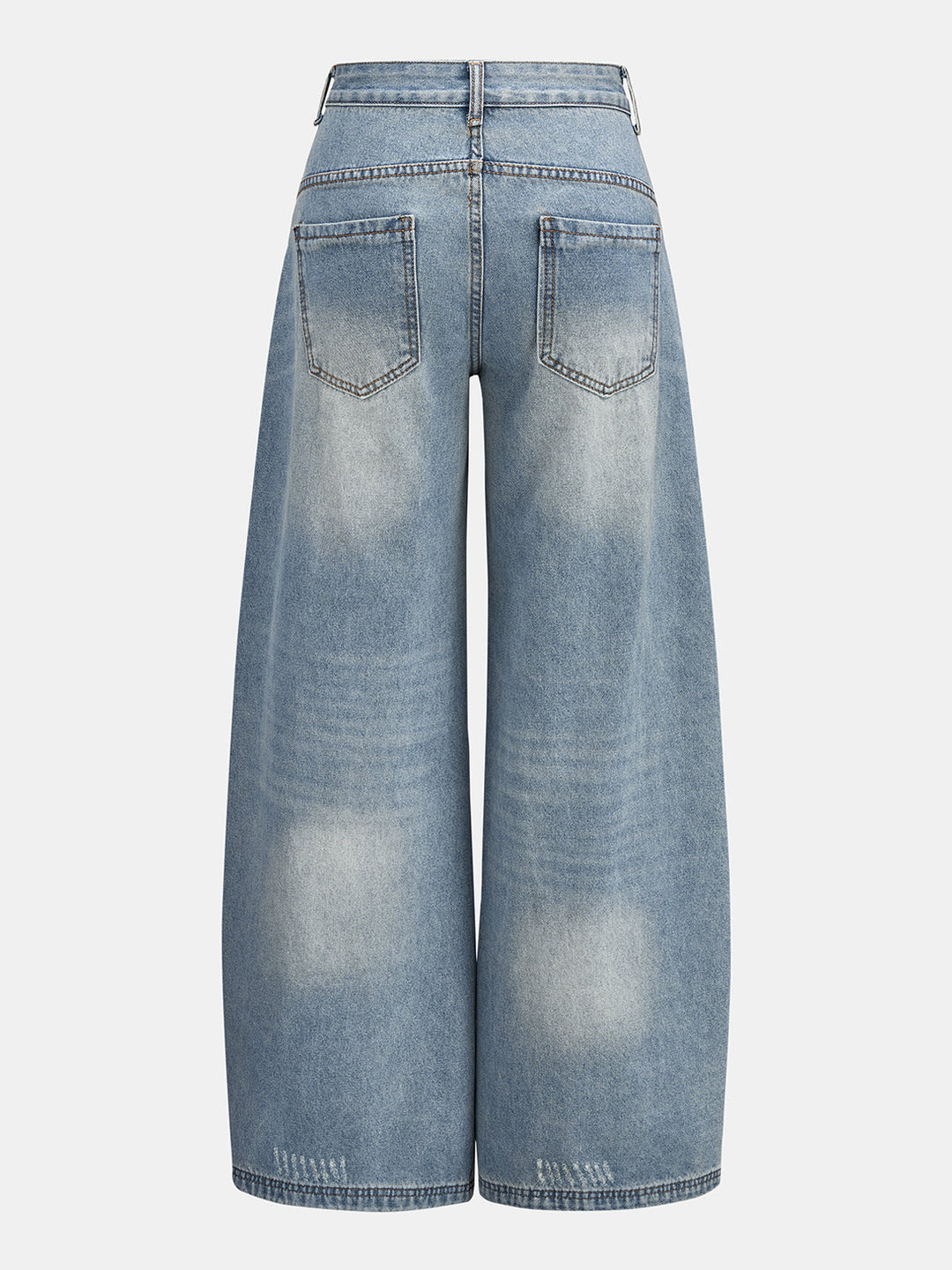 Heart Embellished Wide Leg Denim Pants