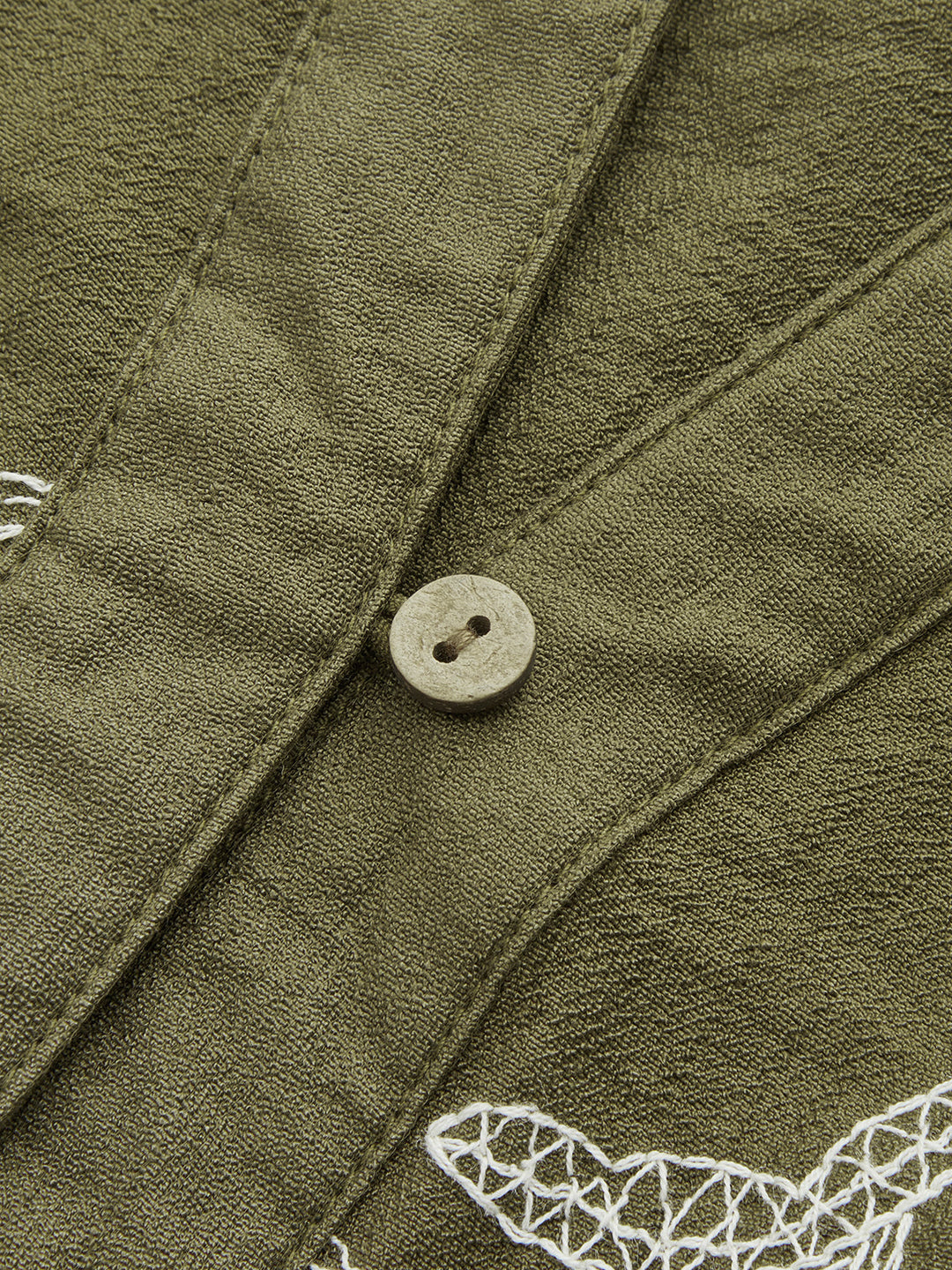 Cotton Linen Leaf Embroidered Shirt & Shorts Set