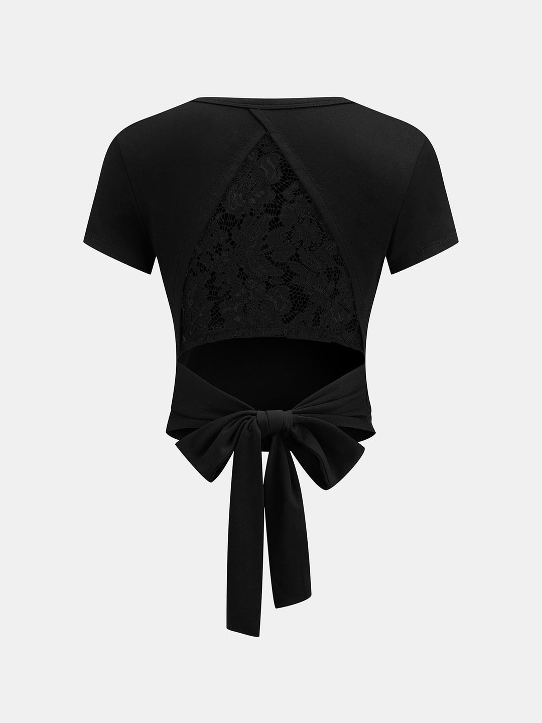 Lace Open Back Tie Cropped Top