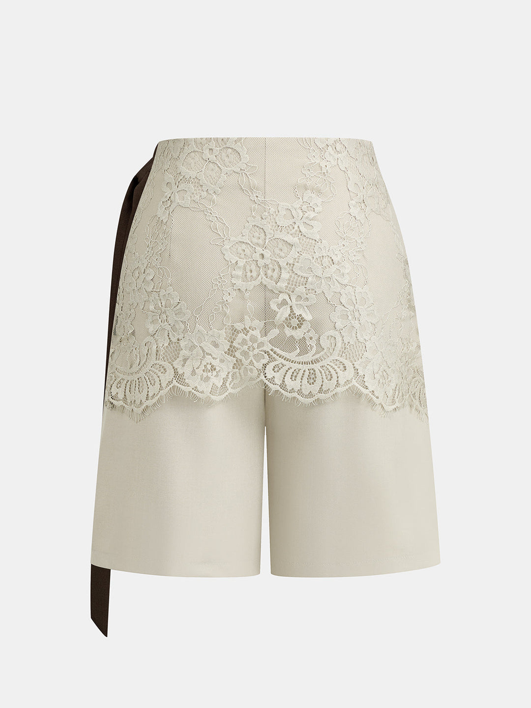 Lace Overlay Tie Waist Shorts