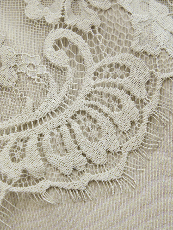 Lace Overlay Tie Waist Shorts
