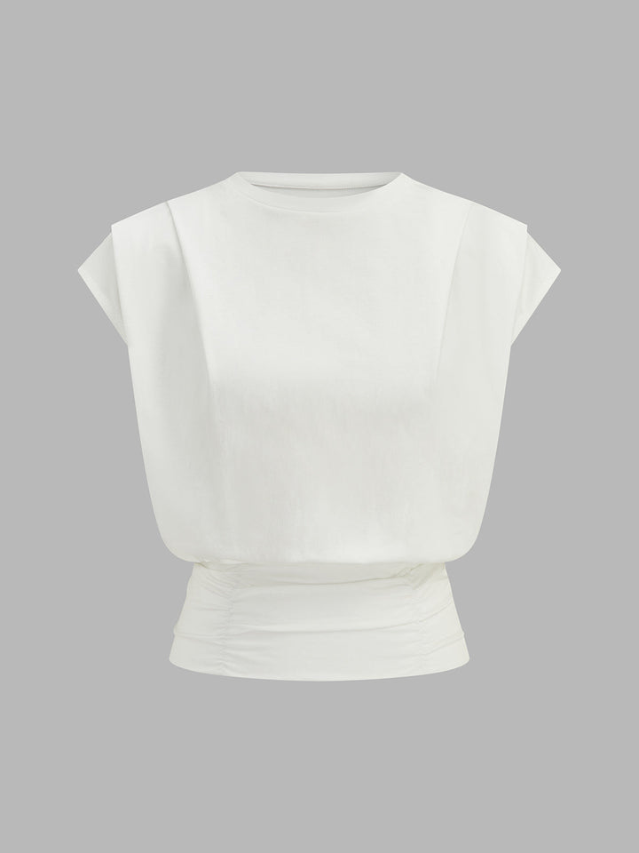 Cap Sleeve Ruched Waist Top