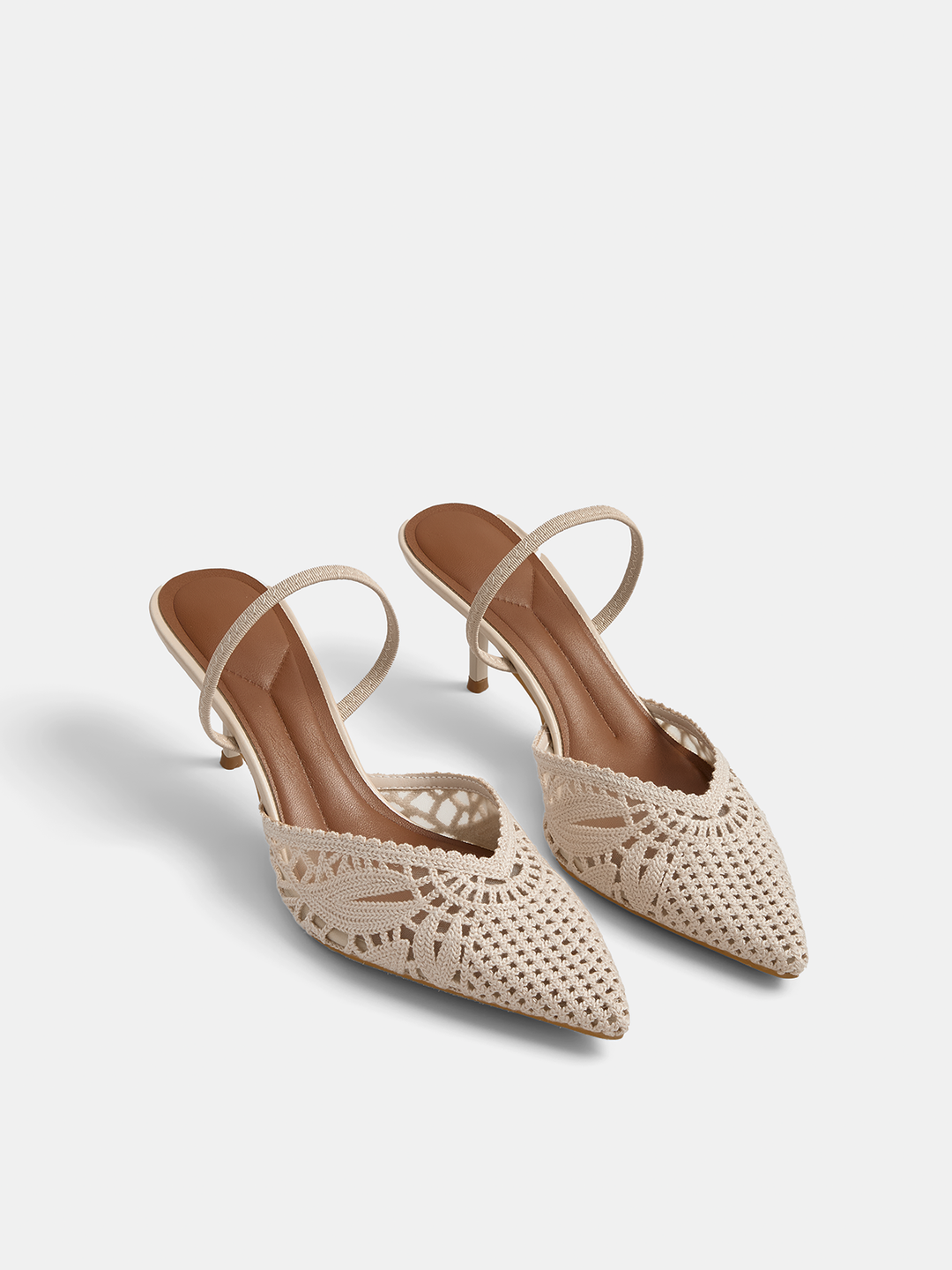 Crochet Pointed Toe Stiletto Heels