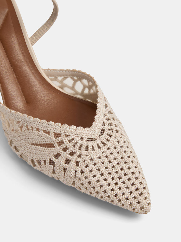 Crochet Pointed Toe Stiletto Heels