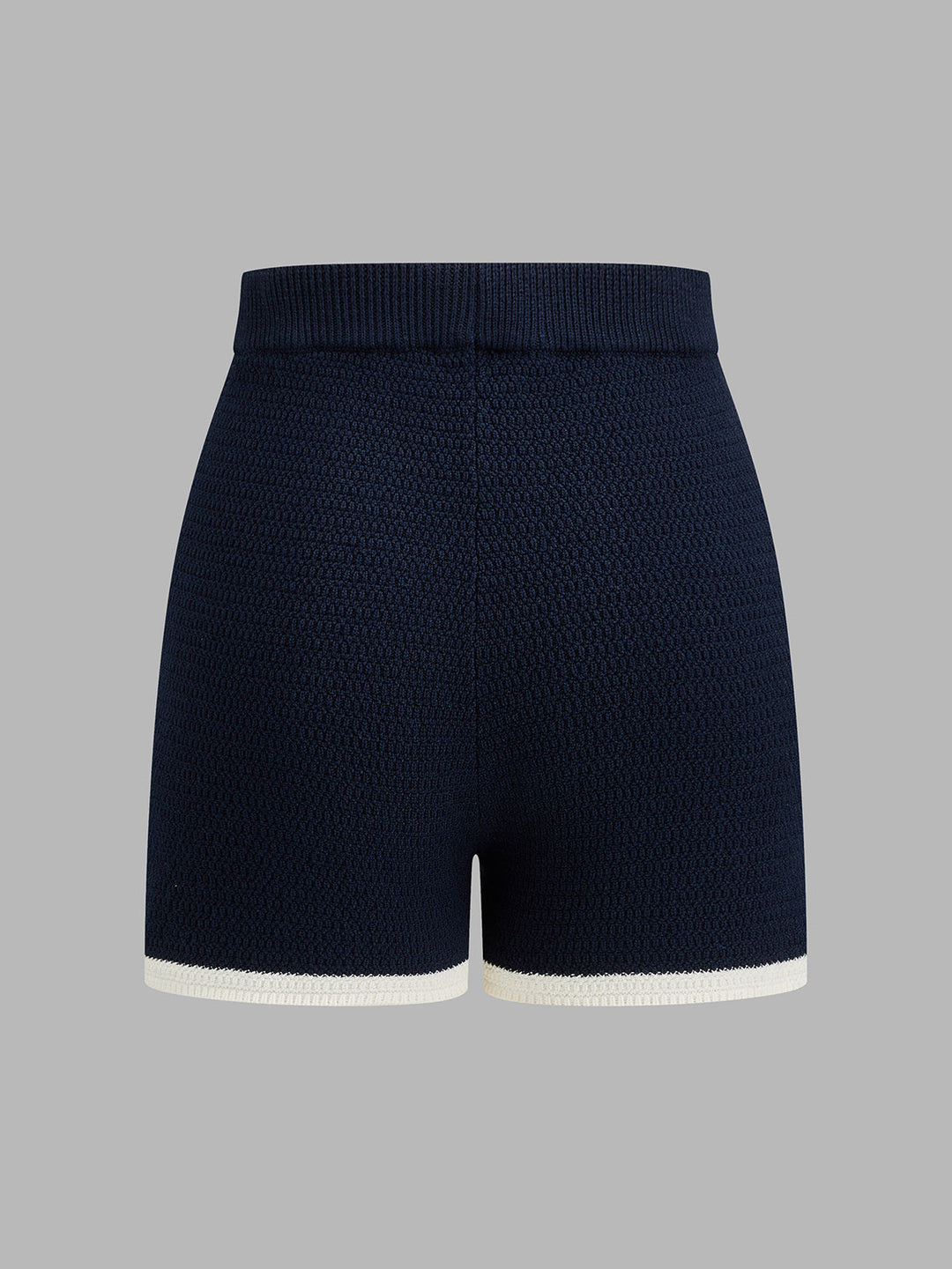 Contrast Trim Knit Two Piece Shorts Set