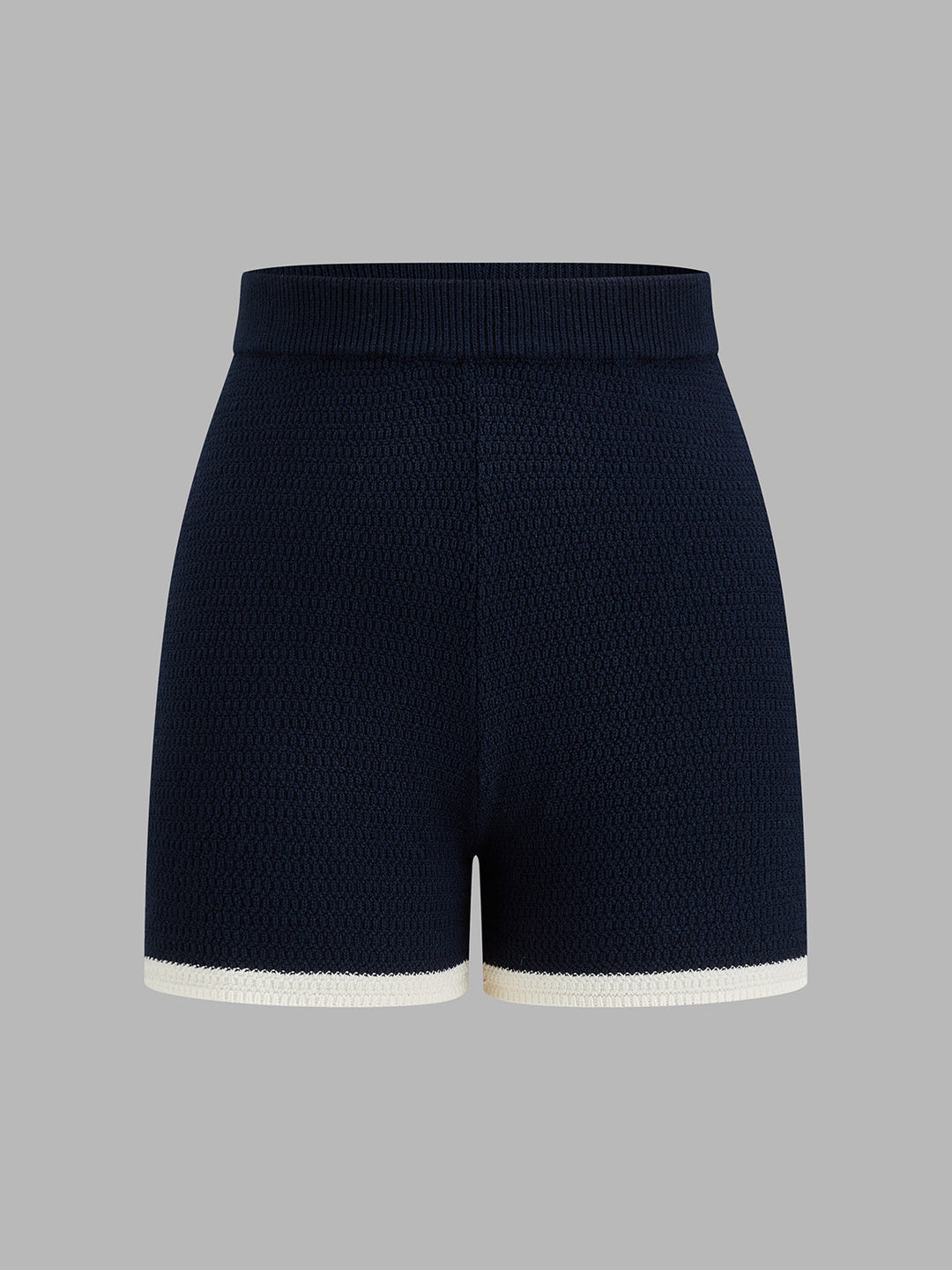 Contrast Trim Knit Two Piece Shorts Set