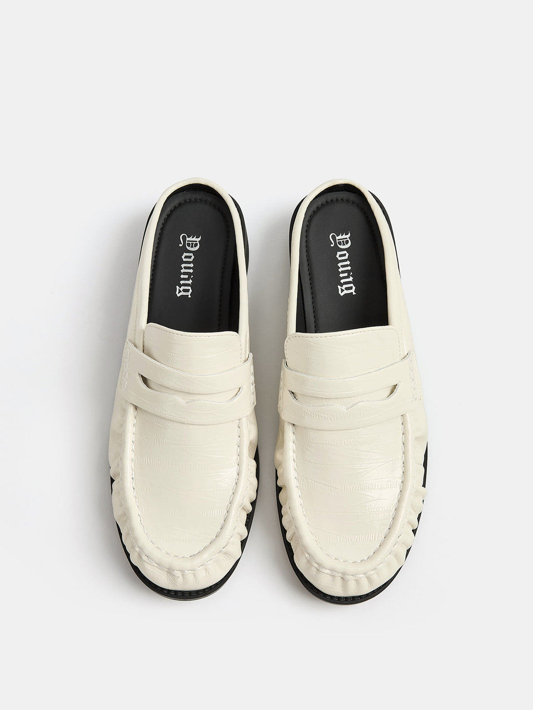 Ruched Toe Block Heel Loafer Mules