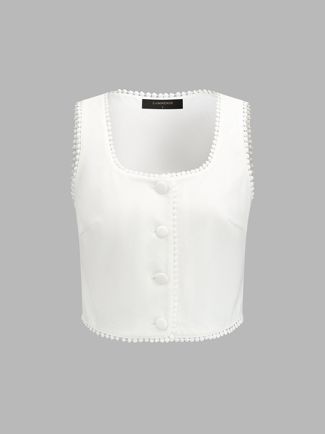 Lace Trim Square Neck Vest & Shorts Set