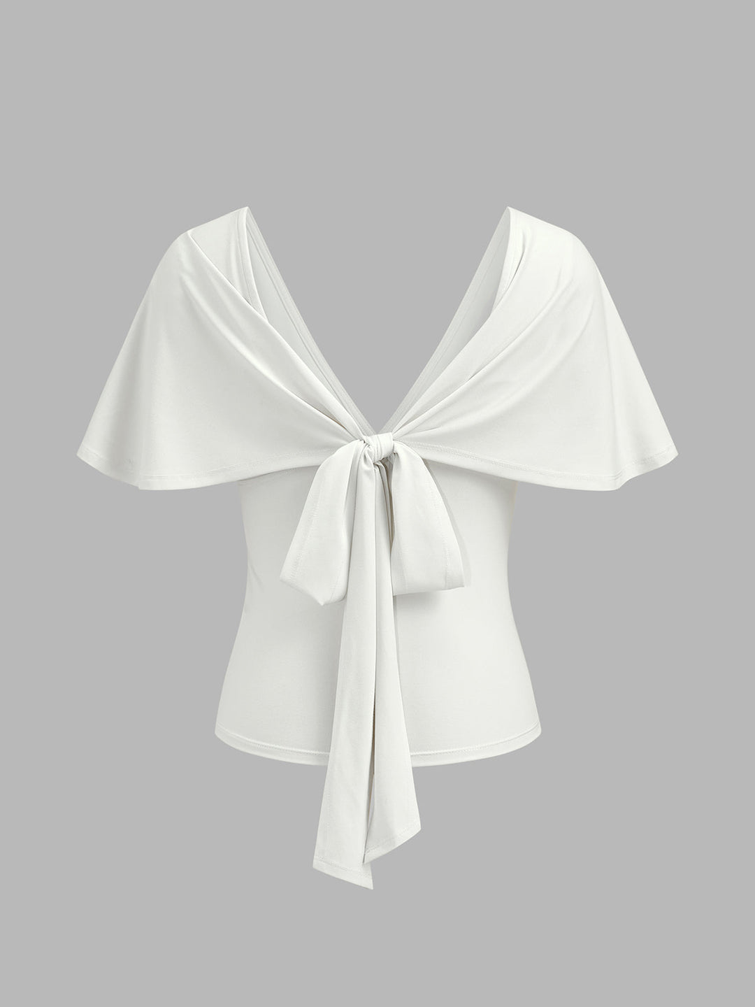 V Neck Flutter Sleeve Tie-Back Top