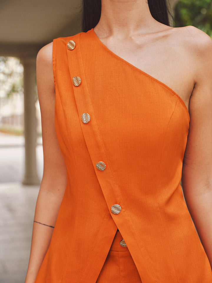One-Shoulder Asymmetric Vest & Shorts Set