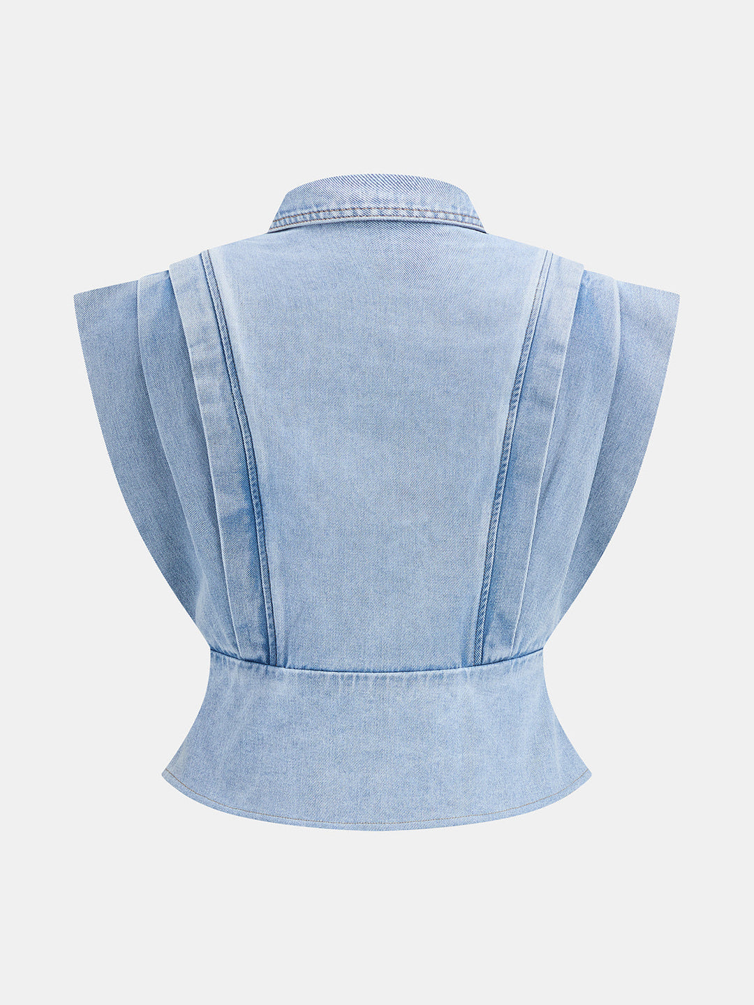 Wing Sleeve Collared Denim Top & Jeans Set
