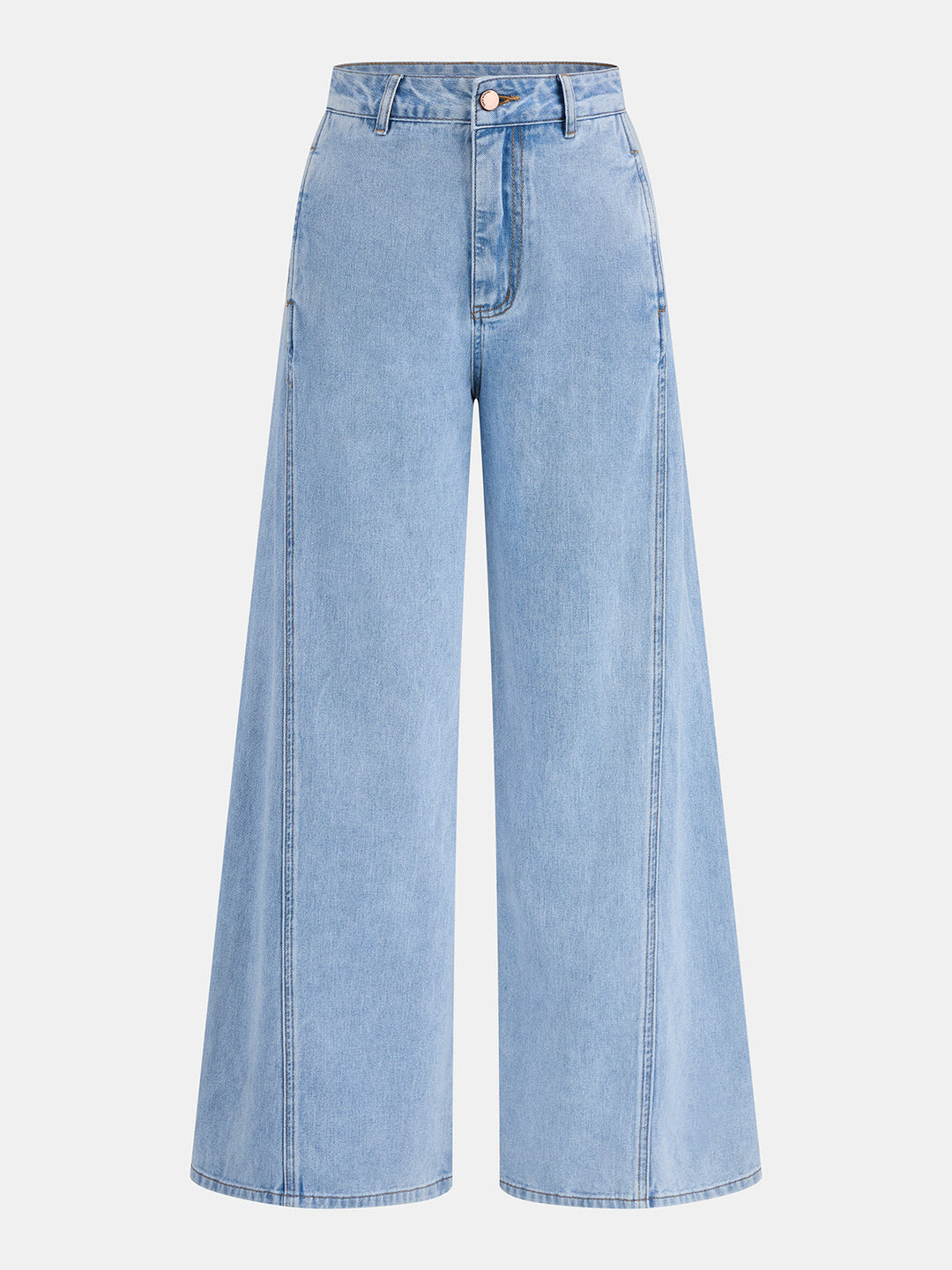 Wing Sleeve Collared Denim Top & Jeans Set