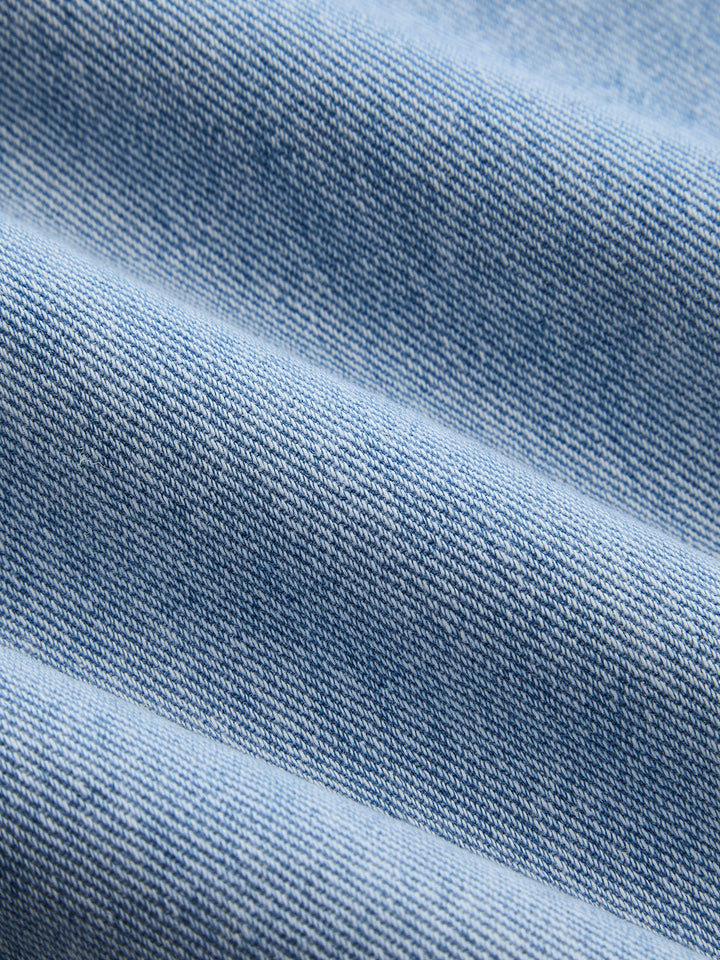 Wing Sleeve Collared Denim Top & Jeans Set