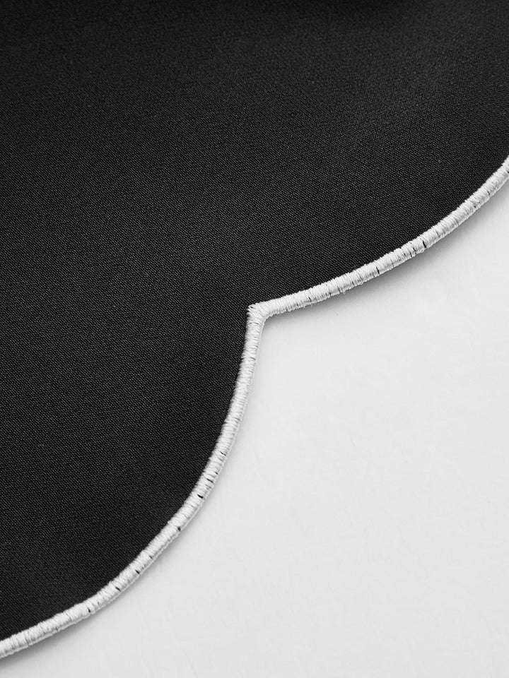 Contrast Scalloped Trim Two Piece Shorts Set