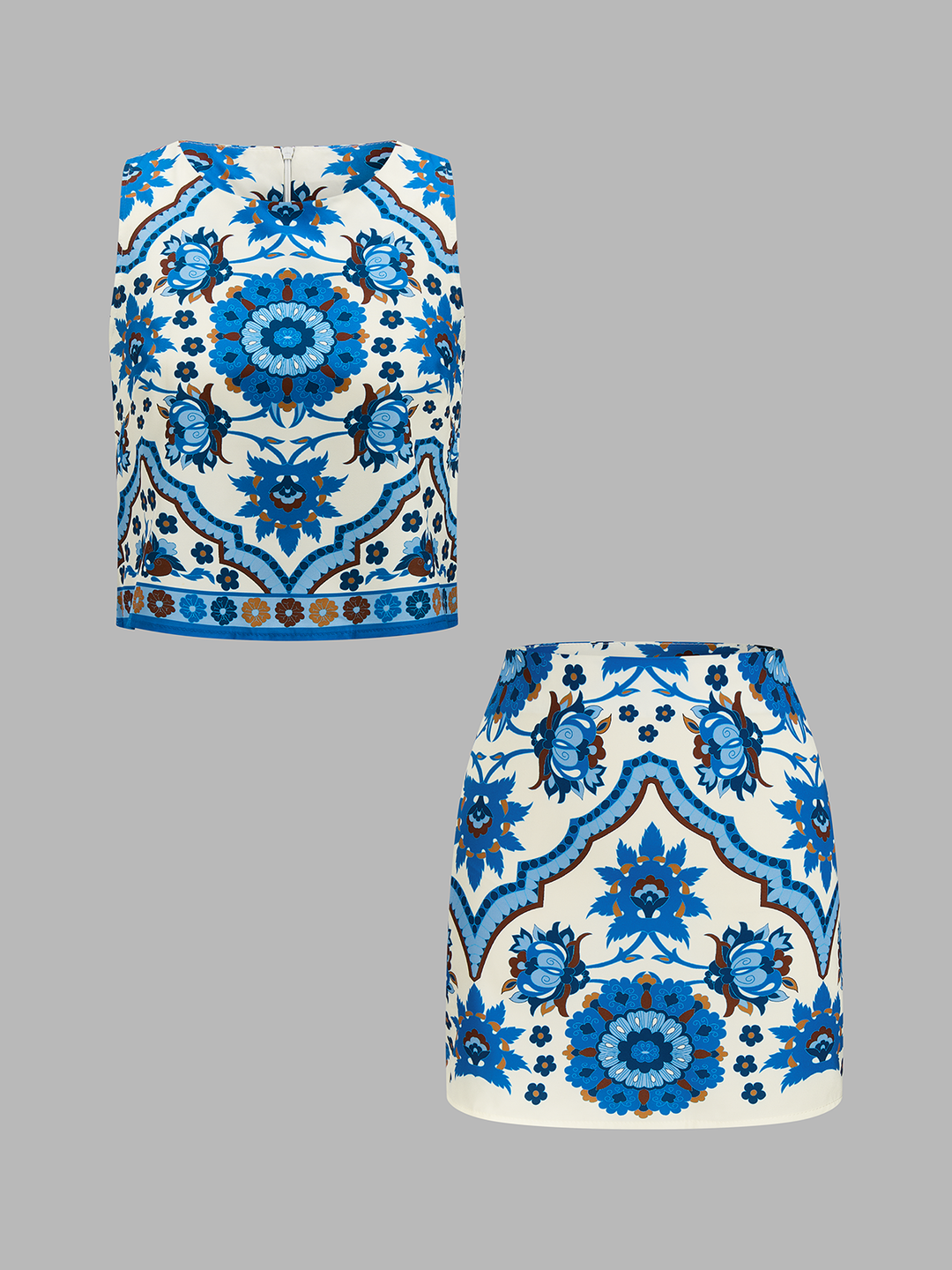 Floral Print Sleeveless Top & Mini Skirt Set