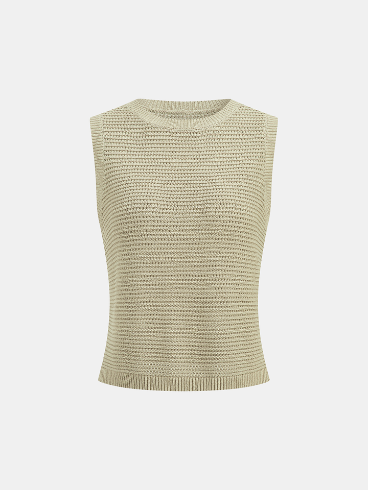 Open Knit Sleeveless Tank Top & Shorts Set