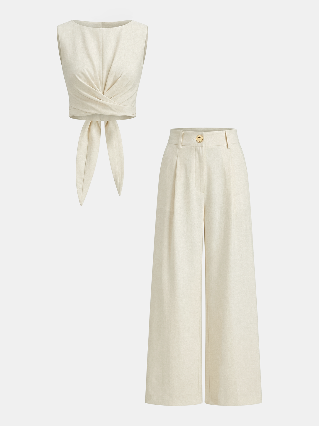 Cross-Tie Crop Top & Wide-Leg Pants Set